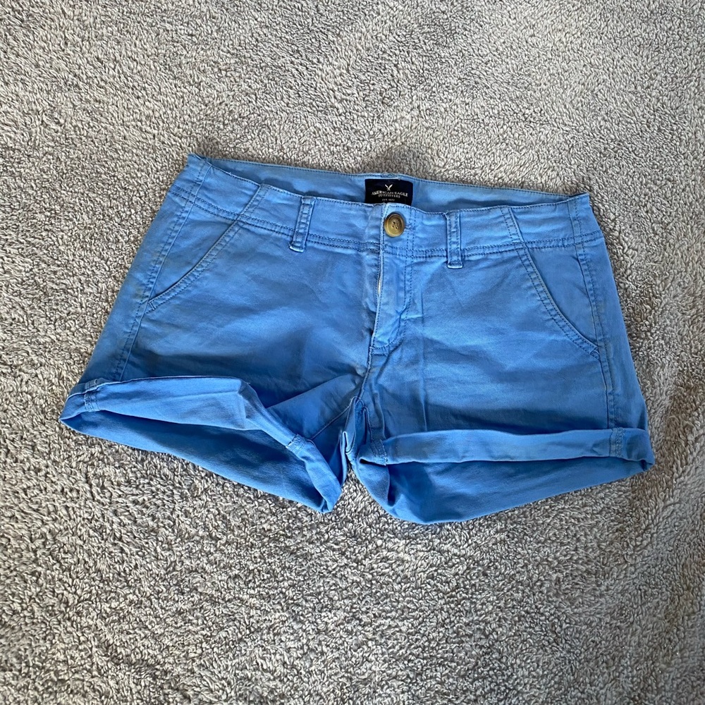American Eagle Blue khaki Shortie Stretch - Picture 1 of 4